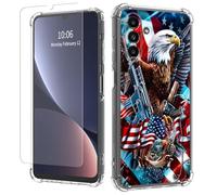 JANENFNA Clear case for Galaxy A13/A04S,[Anti-Yellowing][Drop Protection] Women Girls Man Soft Transparent TPU Scratch-Resistant Shockproof for Galaxy A13/A04S Phone case,Patriotic Eagle Gun