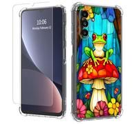 JANENFNA Clear case for Galaxy A14,[Anti-Yellowing][Drop Protection] Women Girls Man Soft Transparent TPU Scratch-Resistant Shockproof for Galaxy A14 Phone case,Stained Glass Frog