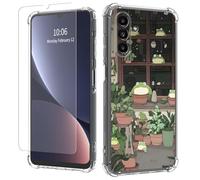 JANENFNA Clear case for Galaxy A14,[Anti-Yellowing][Drop Protection] Women Girls Man Soft Transparent TPU Scratch-Resistant Shockproof for Galaxy A14 Phone case,Cute Green Frog
