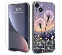 JANENFNA Clear case for iPhone 15,[Anti-Yellowing][Drop Protection] Women Girls Man Soft Transparent TPU Scratch-Resistant Shockproof for iPhone 15 Phone case,Proverbs 31:25 Dandelion