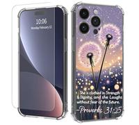 JANENFNA Clear case for iPhone 15 Pro Max,[Anti-Yellowing][Drop Protection] Women Girls Man Soft Transparent TPU Scratch-Resistant Shockproof for iPhone 15 Pro Max Phone case,Proverbs 31:25 Dandelion