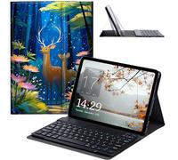 JANENFNA Compatible with iPad 10th Generation Case 10.9 Inch 2022 with Keyboard, Slim Detachable Wireless Bluetooth Keyboard Case for iPad 10th Gen A2696 A2757 A2777 -Fantasy Forest Deer