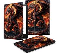 JANENFNA Fire HD 10 Tablet Case 2021, Fire HD 10 Plus Case 11th Generation, Multi-Angle Stand PU Leather Cover for Kindle Fire HD 10/10 Plus 10.1" Auto Wake/Sleep, Cool Dragon
