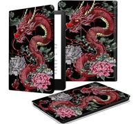 JANENFNA Fire HD 10 Tablet Case 2021, Fire HD 10 Plus Case 11th Generation, Multi-Angle Stand PU Leather Cover for Kindle Fire HD 10/10 Plus 10.1" Auto Wake/Sleep, Red Dragon Floral