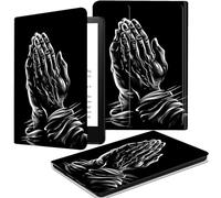 JANENFNA Fire HD 10 Tablet Case 2021, Fire HD 10 Plus Case 11th Generation, Multi-Angle Stand PU Leather Cover for Kindle Fire HD 10/10 Plus 10.1" Auto Wake/Sleep, Black Praying Hands