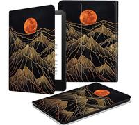 JANENFNA Fire HD 10 Tablet Case 2023, Fire HD 10 Plus Case 13th Generation, Multi-Angle Stand PU Leather Cover for Kindle Fire HD 10/10 Plus 10.1" Auto Wake/Sleep, Golden Lines Mountains