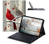 JANENFNA Fire HD 8 2022 Tablet Case with Keyboard, Detachable Wireless Bluetooth Keyboard Case for Kindle Fire HD 8 & 8 Plus Tablet (12/10th Gen, 2022/2020 Release) -Cardinals on Branches