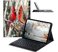 JANENFNA Fire HD 8 2022 Tablet Case with Keyboard, Detachable Wireless Bluetooth Keyboard Case for Kindle Fire HD 8 & 8 Plus Tablet (12/10th Gen, 2022/2020 Release) -Snowy Cardinals