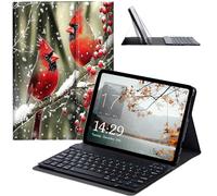 JANENFNA Fire HD 8 2022 Tablet Case with Keyboard, Detachable Wireless Bluetooth Keyboard Case for Kindle Fire HD 8 & 8 Plus Tablet (12/10th Gen, 2022/2020 Release) -Snowy Cardinals a