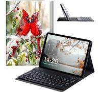 JANENFNA Fire HD 8 2022 Tablet Case with Keyboard, Detachable Wireless Bluetooth Keyboard Case for Kindle Fire HD 8 & 8 Plus Tablet (12/10th Gen, 2022/2020 Release) -Snow Cardinals