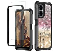 JANENFNA for Boost Mobile Celero 5G 2024 Case, Celero 3 5G Case with Screen Protector Tempered Glass, Shockproof Impact Resist Case for Boost Mobile Celero 3 5G, Glitter Proverbs