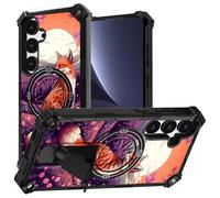 JANENFNA for Galaxy S25 Phone case,Double Layer Protective case,Anti-Drop and Anti-Scratch, Mobile Phone case with Folding Stand for Men Women Girls,Japanese Fox