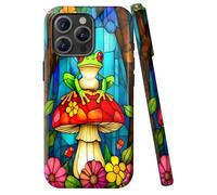 JANENFNA for iPhone 11 Pro Case Designer, Wireless Charging Compatible- Dual-Layer Hard - Drop Shock Scratch Protection - Silky Soft Phone Case with Stylish for Women,Stained Glass Frog