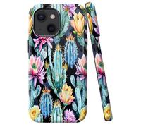 JANENFNA for iPhone 14 Case Designer, Wireless Charging Compatible- Dual-Layer Hard - Drop Shock Scratch Protection - Silky Soft Phone Case with Stylish for Women,Blooming Cactus