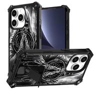 JANENFNA for iPhone 14 Pro Max case,Double Layer Protective case,Anti-Drop and Anti-Scratch, Mobile Phone case with Folding Stand for Men Women Girls,Praying Skull