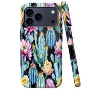 JANENFNA for iPhone 17 Pro Max Case Designer, Wireless Charging Compatible- Dual-Layer Hard - Drop Shock Scratch Protection - Silky Soft Phone Case with Stylish for Women,Blooming Cactus