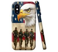 JANENFNA for iPhone X/XS Case Designer, Wireless Charging Compatible- Dual-Layer Hard - Drop Shock Scratch Protection - Silky Soft Phone Case with Stylish for Women,Eagle Soldiers