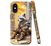JANENFNA for iPhone Xs MAX Case Designer, Wireless Charging Compatible- Dual-Layer Hard - Drop Shock Scratch Protection - Silky Soft Phone Case with Stylish for Women,Raccoon Warrior in Fall a