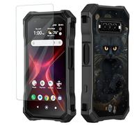 JANENFNA for Kyocera DuraForce PRO 3 (E7200) Case with Screen Protector Tempered Glass, Shockproof Rugged Impact Resist Case for DuraForce PRO 3, Black Trippy Cat