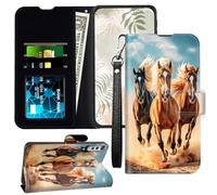 JANENFNA for LG Velvet 5G/5G UW Wallet Case with RFID Blocking Card Slots Stand - Leather Flip Cover for Women (Men) Shockproof Protective for LG Velvet 5G,Free Wild Horses Running