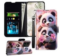 JANENFNA for Moto G 2025 Wallet Case with RFID Blocking Card Slots Stand - Leather Flip Cover for Women (Men) Shockproof Protective for Motorola Moto G-5G-2025 Case,Cute Panda