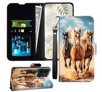 JANENFNA for Moto G 2025 Wallet Case with RFID Blocking Card Slots Stand - Leather Flip Cover for Women (Men) Shockproof Protective for Motorola Moto G-5G-2025 Case,Free Wild Horses Running