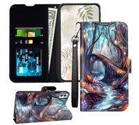JANENFNA for Moto G Power 5G 2024 Wallet Case with RFID Blocking Card Slots Stand - Leather Flip Cover for Women (Men) Shockproof Protective for Motorola G Power 5G 2024,Dream Forest Bridge