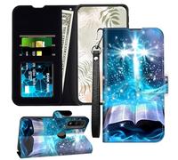 JANENFNA for Moto G Pure Wallet Case with RFID Blocking Card Slots Stand - Premium Leather Flip Cover for Women (Men) Shockproof Protective for Motorola Moto-G Pure Phone Case,Divine Cross Bible