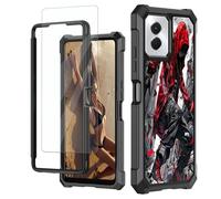 JANENFNA for Motorola Moto G Stylus 5G 2024 Case with Screen Protector Tempered Glass, Dual Layer Structure Protection Shockproof Case for Moto G Stylus 5G 2024, Red Hooded Cartoon Character