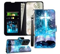 JANENFNA for Motorola Moto Power 5G 2025 Case Wallet Case with RFID Blocking Card Slots Stand - Leather Flip Cover for Women (Men) Shockproof Protective for Moto G Power 2025,Divine Cross Bible
