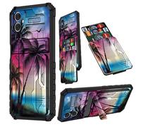 JANENFNA for Samsung A05 2023 Case, Galaxy A05 Phone Case with Card Holder Detachable Kickstand Heavy Duty Shockproof Protective Case for Samsung Galaxy A05, Beach Palm Trees