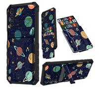 JANENFNA for Samsung A25 5G 2023 Case, Galaxy A25 5G Phone Case with Card Holder Detachable Kickstand Heavy Duty Shockproof Case for Samsung Galaxy A25 5G, Planets Stars