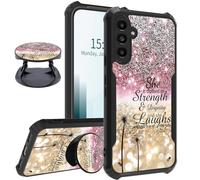 JANENFNA for Samsung Galaxy A14 5G/4G Case with Stand Holder Kickstand for Women Glitter Proverbs Hard Back Shockproof Protective Reinforced Corner Case Girls for Galaxy A14 5G