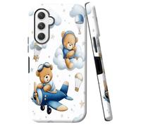 JANENFNA for Samsung Galaxy A15 5G Case Designer, Wireless Charging Compatible- Dual-Layer Hard - Drop Shock Scratch Protection - Silky Soft Phone Case with Stylish for Women,Teddy Bears Air Adventure