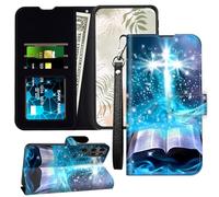 JANENFNA for Samsung Galaxy S23 Ultra Wallet Case with RFID Blocking Card Slots Stand - Leather Flip Cover for Women (Men) Shockproof Protective for Galaxy S23 Ultra,Divine Cross Bible