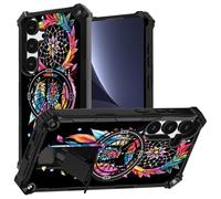 JANENFNA for Samsung Galaxy S25 Phone Case,Double Layer Protective case,Anti-Drop and Anti-Scratch, Mobile Phone case with Folding Stand for Men Women Girls,Colorful Wind Chime