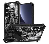 JANENFNA for Samsung Galaxy S25 Plus Phone Case,Double Layer Protective case,Anti-Drop and Anti-Scratch, Mobile Phone case with Folding Stand for Men Women Girls,Praying Skull