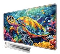 JANENFNA for TCG Playmat,24 x 14 inch with Storage Bags Mousepad Compatible for MTG Trading Card Game Play Mats Smooth Rubber Surface Board Game Mat for Cards,Cute Turtle