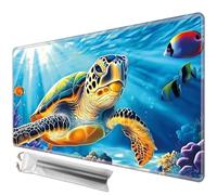 JANENFNA for TCG Playmat,24 x 14 inch with Storage Bags Mousepad Compatible for MTG Trading Card Game Play Mats Smooth Rubber Surface Board Game Mat for Cards,Cute Turtle Swimming