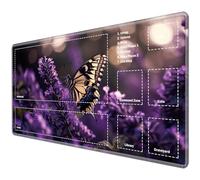 JANENFNA for TCG Playmat with Magic Zones 24 x 14 inches Mousepad Compatible for MTG Trading Card Game Play Mats Smooth Rubber Surface Play Mat, Lavender Butterfly