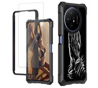 JANENFNA for TCL 50 XL 5G Case, for TCL 50XL 5G Case with Screen Protector Tempered Glass, Dual Layer Structure Protection Shockproof Rugged Case for TCL 50XL, Black Praying Hands