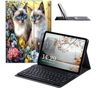 JANENFNA Galaxy Tab A 10.1 2019 Case with Keyboard, Slim Detachable Wireless Bluetooth Keyboard Case for Samsung Galaxy Tab A 10.1 Inch Tablet SM-T510/T515/T517 -Flower Cats