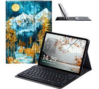 JANENFNA Galaxy Tab A 10.1 2019 Case with Keyboard, Slim Detachable Wireless Bluetooth Keyboard Case for Samsung Galaxy Tab A 10.1 Inch Tablet SM-T510/T515/T517 -Golden Mountain River