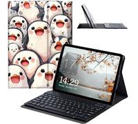 JANENFNA Galaxy Tab A8 10.5 Inch 2022 Case with Keyboard, Slim Detachable Wireless Bluetooth Keyboard Case for Samsung Galaxy Tab A8 Tablet SM-X200/X205/X207 -Cute Penguins