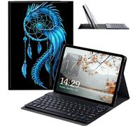 JANENFNA Galaxy Tab S6 Lite 2022/2020 Case with Keyboard, Slim Detachable Wireless Bluetooth Keyboard Case for Samsung Tab S6 Lite Tablet SM-P610/ P613/ P615/ P619 -Dragon Dreamcatcher