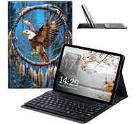 JANENFNA Galaxy Tab S6 Lite 2022/2020 Case with Keyboard, Slim Detachable Wireless Bluetooth Keyboard Case for Samsung Tab S6 Lite Tablet SM-P610/ P613/ P615/ P619 -Eagle Dreamcatcher