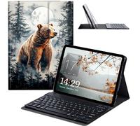 JANENFNA Galaxy Tab S7 FE/S7 Plus/S8 Plus Case with Keyboard, Slim Detachable Wireless Bluetooth Keyboard Case for Samsung Galaxy Tab S8+ 2022/S7 FE 2021/S7+ 2020 -Border Collie Flower