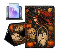 JANENFNA Halloween Case for iPad A16 11" 2025 and iPad 10th Gen 10.9" 2022 | Halloween Witch Ghosts Design, Magnetic PU Leather Folio with 360° Rotating Stand, Auto Sleep/Wake for Spooky Season.