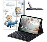 JANENFNA Kindle Fire Max 11 Tablet Case with Keyboard, Detachable Wireless Bluetooth Keyboard Case for Amazon Kindle Fire Max 11 (13th Generation, 2023 Release) 11" -Teddy Bears Air Adventure