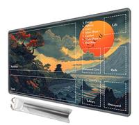 JANENFNA Playmat 27.5" x 15.7" with Magic Zones for MTG Card Game Playing, Board Game Mat for Card Breaking Commander Deck Gaming Card Game Battles Mat with Storage Bags, Mountain Sun Landscape
